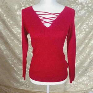 y2k Vintage The Slope Red Ribbed Long Sleeve Shirt Size L